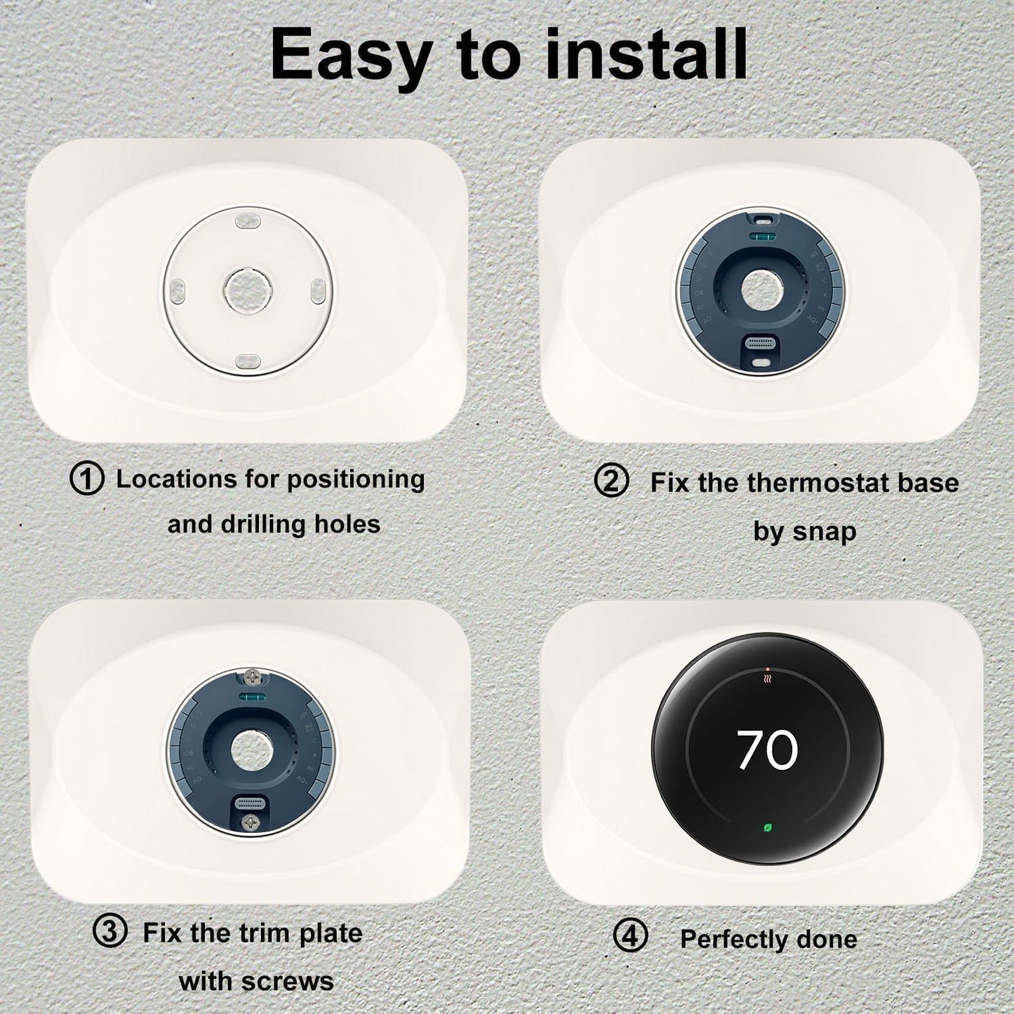 Nest Thermostat Wall Plate Cover Replacement Compatible with Google Nest Learning Thermostat (4th Gen), Practical Nest Learning Thermostat 4 Trim Kit, Snap fit Design (Biege, 1 Pack)