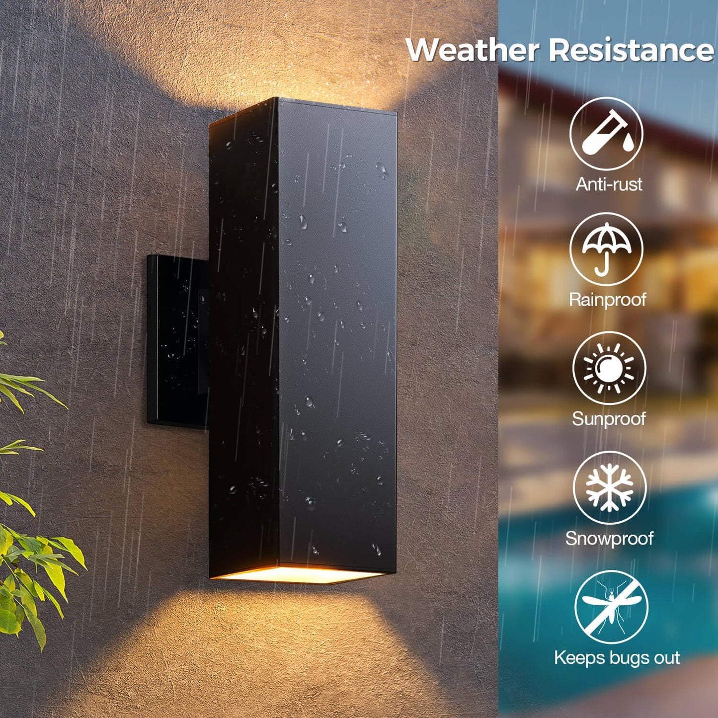KIZON Smart Outdoor Wall Lights RGBCW Color Changing, Modern Dusk to Dawn Outdoor Sconce Lights Up and Down Lighting, Exterior Light Fixture for House Porch Garage, Compatible with Alexa, ETL Listed