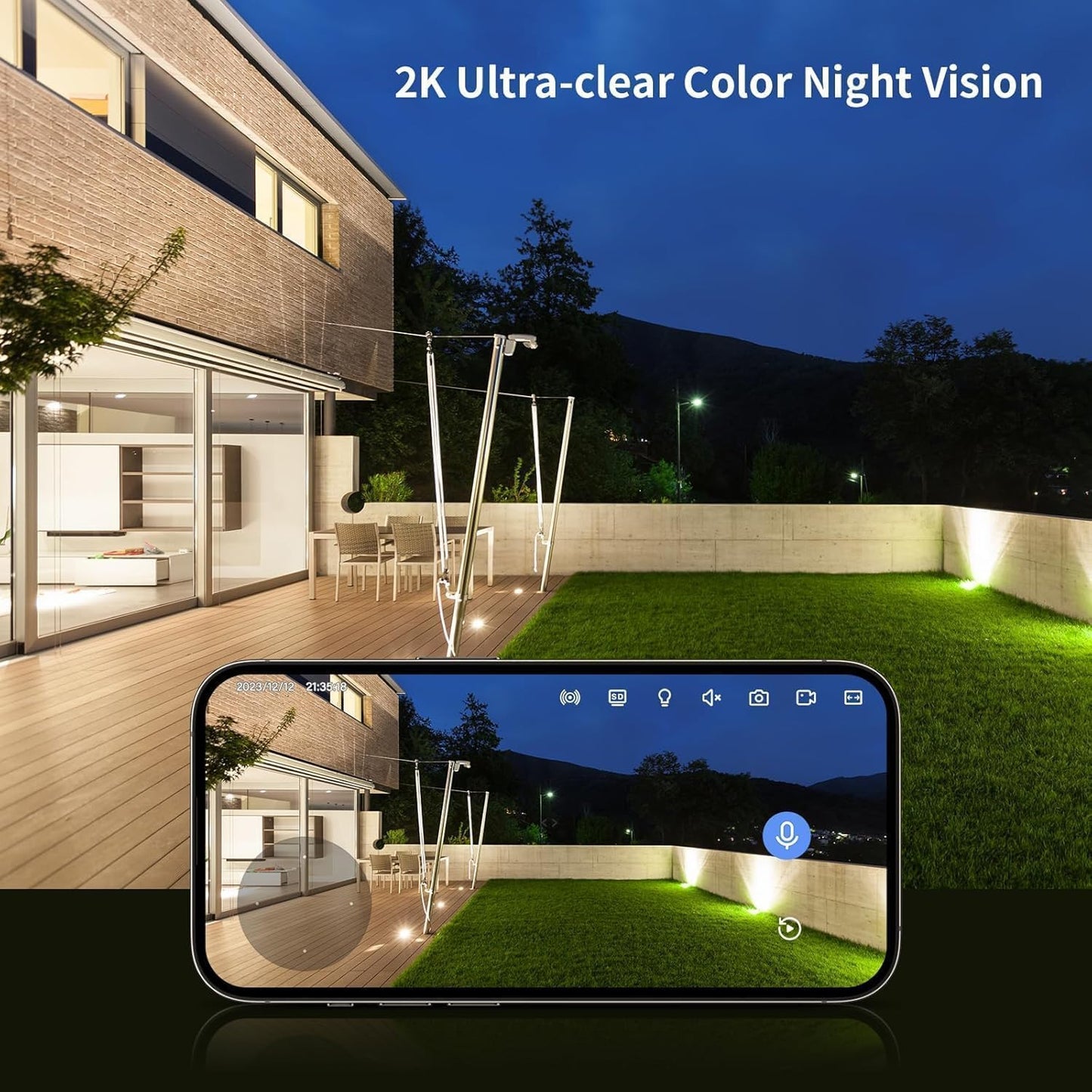 Jennov 2K Security Camera, WiFi Indoor Camera for Home Security, Plug in Powered Pet Cam, Dual-Band (5GHz/2.4GHz), Color Night Vision, 2-Way Audio, Human Motion Detection, IP66 Waterproof Outdoor