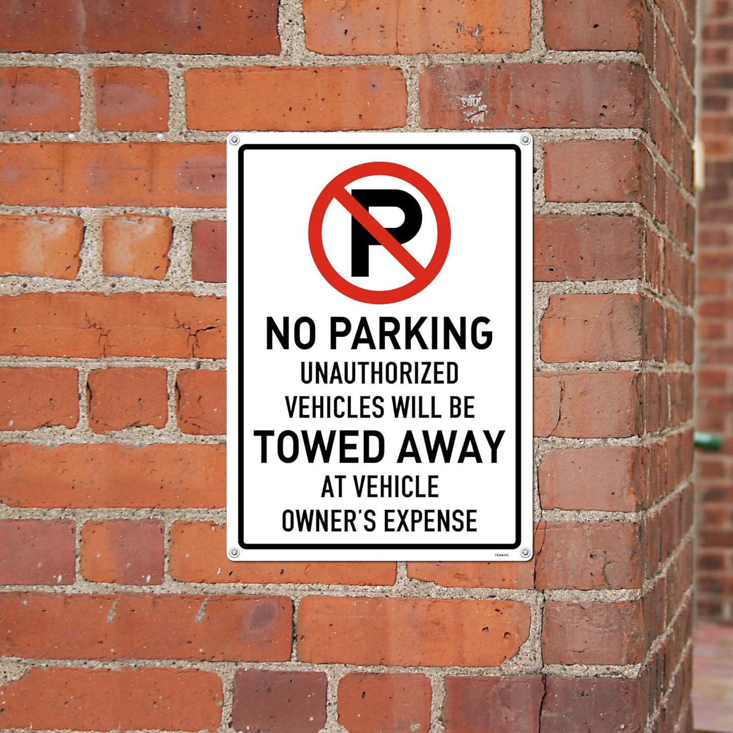 Brimar 10"x14" No Parking Vehicles Towed Away Sign - Aluminum, Weatherproof, Highly Visible, Effective Deterrent for Unauthorized Parking