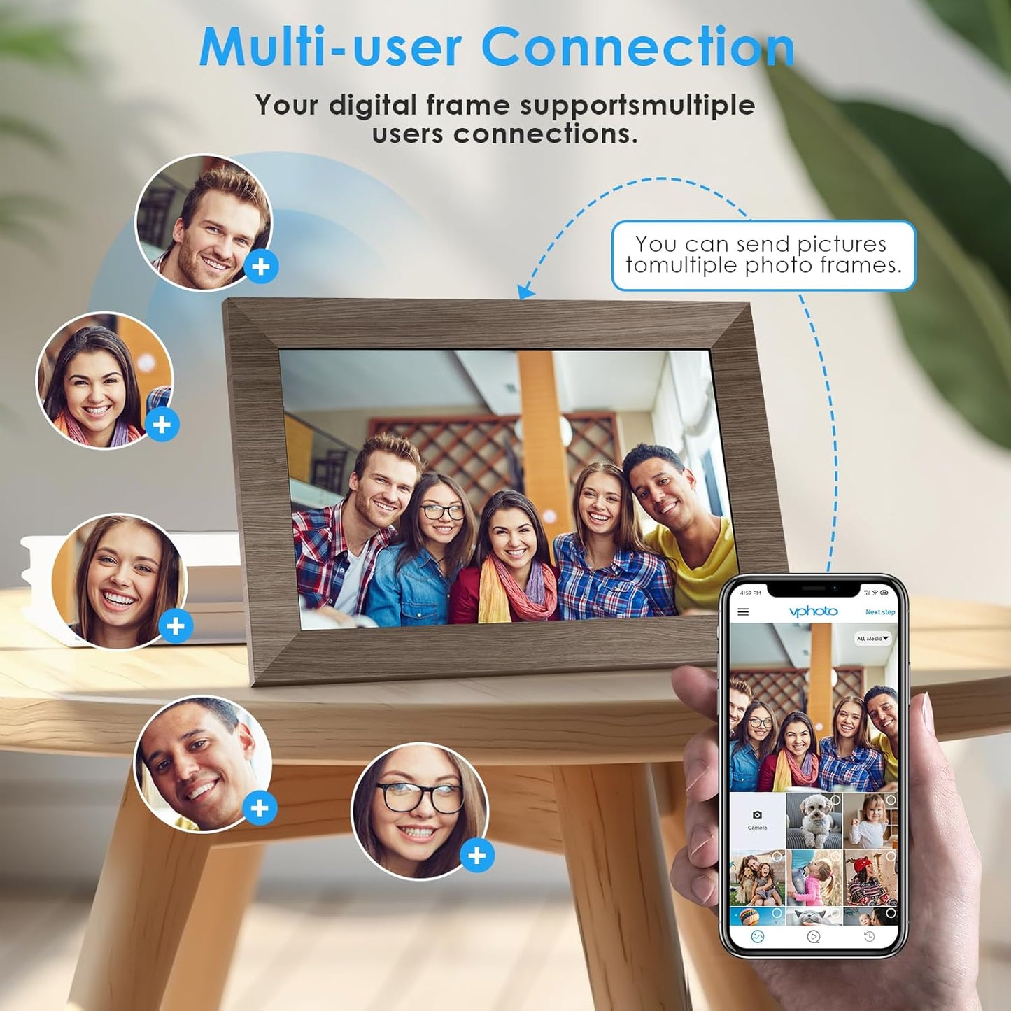 Canupdog 10.1 WiFi Digital Picture Frame, IPS Touch Screen Smart Cloud Digital Photo Frame with 16GB Storage, Wall Mountable, Auto-Rotate, Share Photos From Anywhere Via App, Email