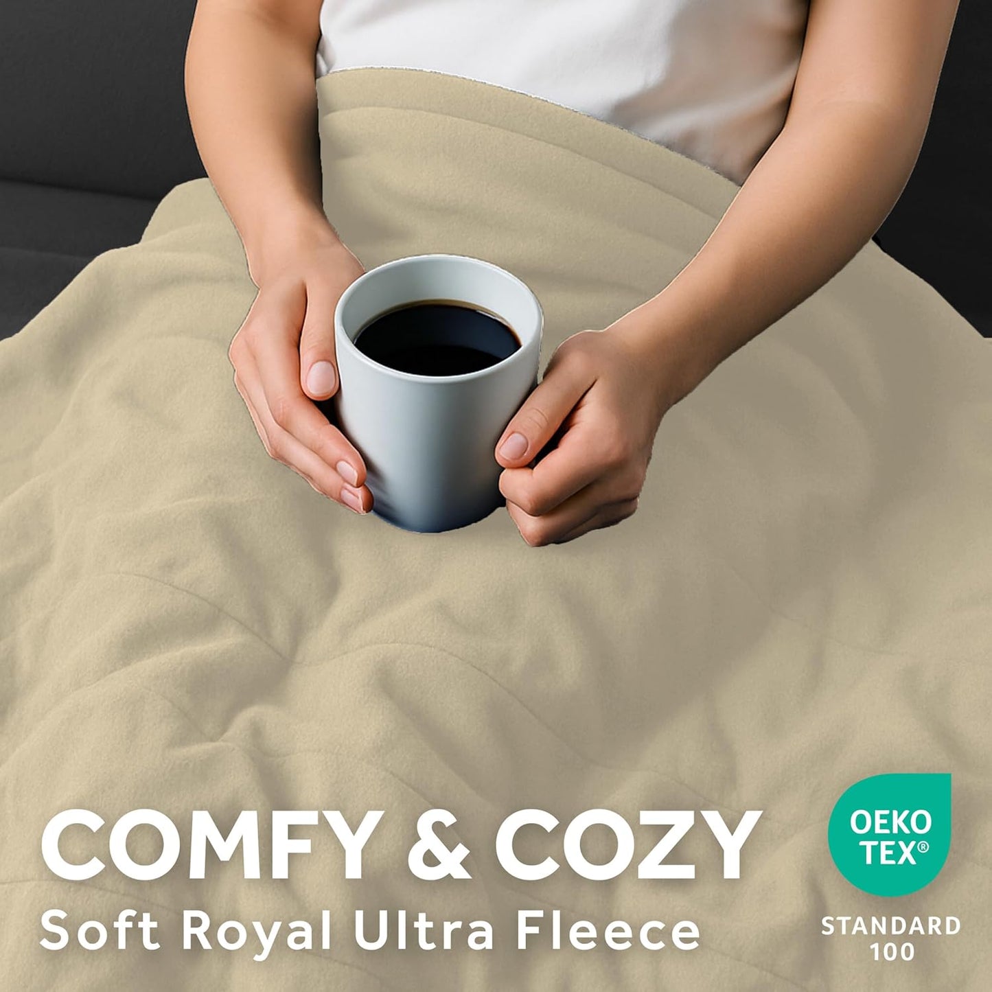 Sunbeam Royal Ultra Fleece Heated Electric Blanket Twin Size, 84" x 62", 12 Heat Settings, 12-Hour Selectable Auto Shut-Off, Fast Heating, Machine Washable, Warm and Cozy, Pebble