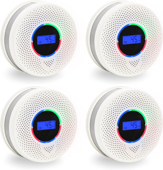 Kesy Upgraded Smoke and Carbon Monoxide Detector 10-Year Lifespan, Dual Sensor Smoke Alarm & Carbon Monoxide Detector (4 Pack)