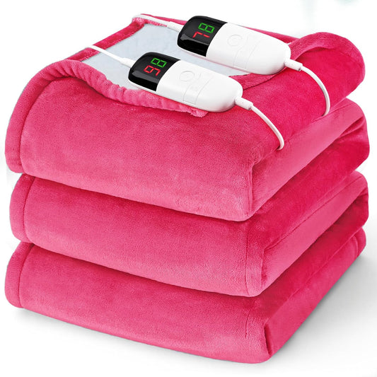 Heated Electric Blanket Queen Size - 84" x 90" Heating Blanket with Dual Control, 10 Heating Levels & 8 Hours Auto Off, Soft Warm Flannel Blanket, Christmas Birthday Gifts for Senior Grandma