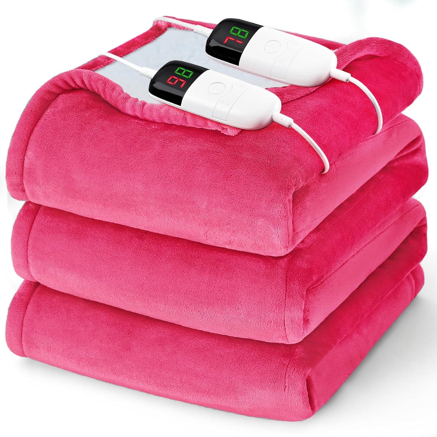 Heated Electric Blanket King Size - 90" x 100" Heating Blanket with Dual Control, 10 Heating Levels & 8 Hours Auto Off, Soft Warm Flannel Blanket, Christmas Birthday Gifts for Senior Grandma