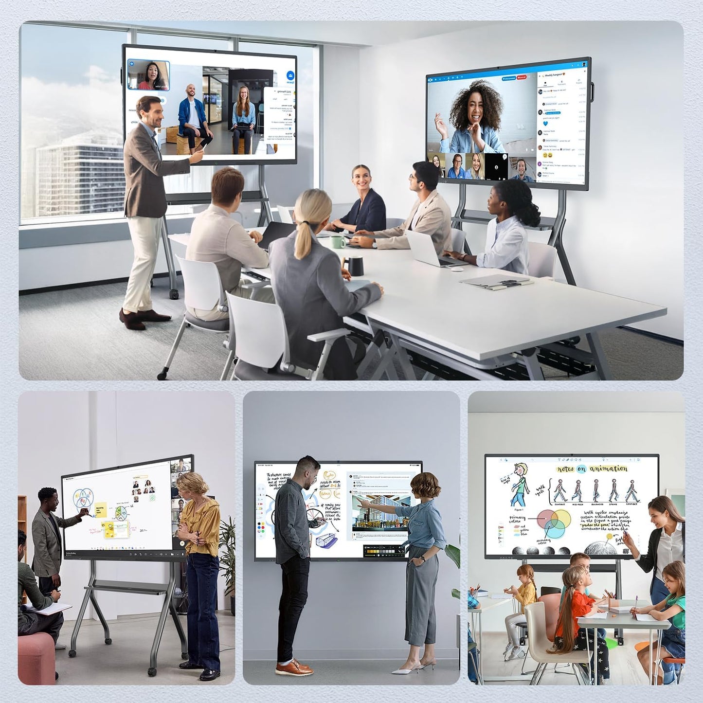 55" Smart Board, Interactive Whiteboard, 4K Electronic Board, UHD Touchscreen, Android 13, 8+128G, All in One Smartboard for Classroom Office Home (Wall Mount Included)
