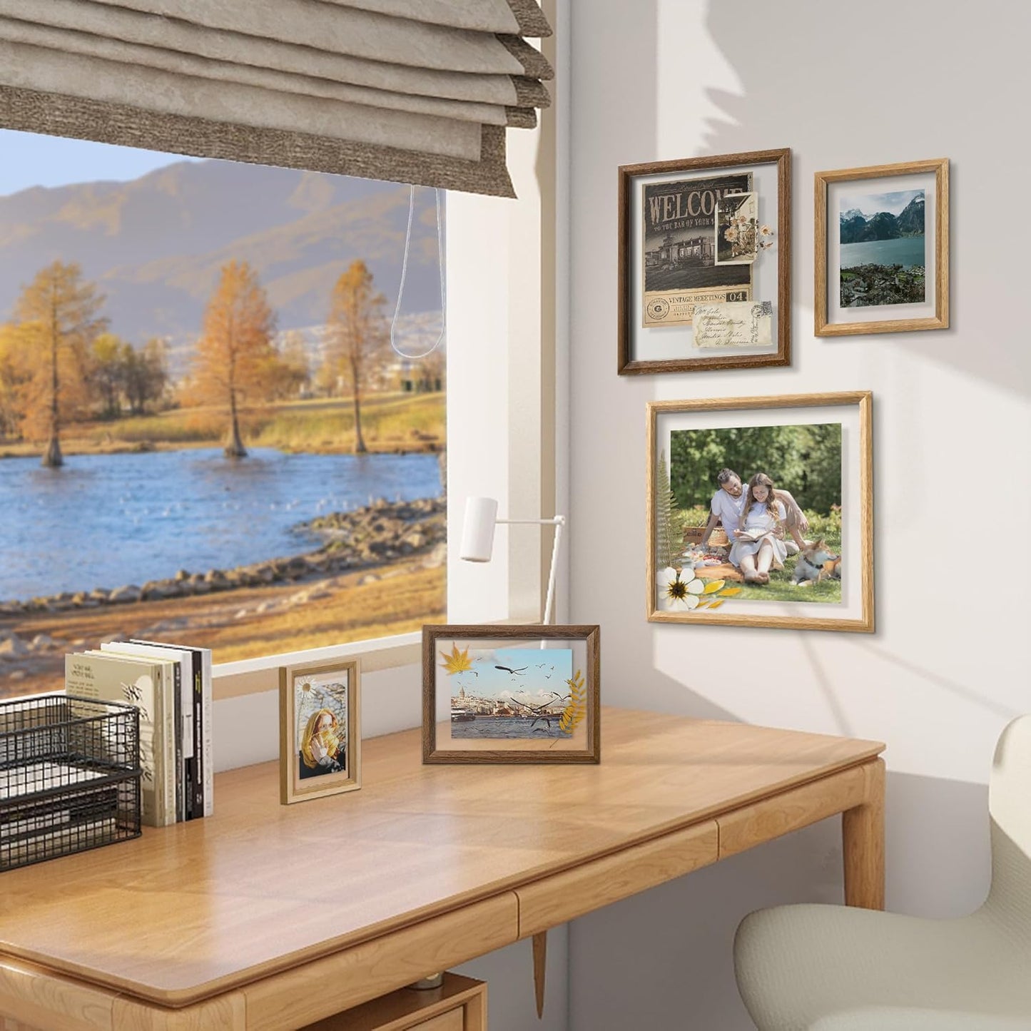 Axeman 12x12 Floating Picture Frame - Solid Oak Wood Square Picture Frame, Double Tempered Glass Photo Frame 3x3 4x4 5x5 6x6 8x8 12''x12'' Wood Frame, Wall Mount Or Tabletop Standing, Natural
