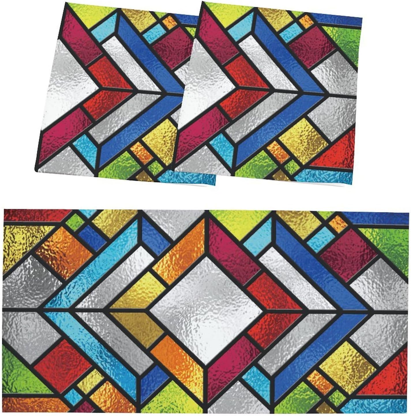 2PCS Fluorescent Light Cover for Ceiling Light Classroom-Stained Glass Patten Magnetic Light Cover Shade Panel,Decorative Film Filter for Reducing Harsh Glare Flicker Home School Office Decorations