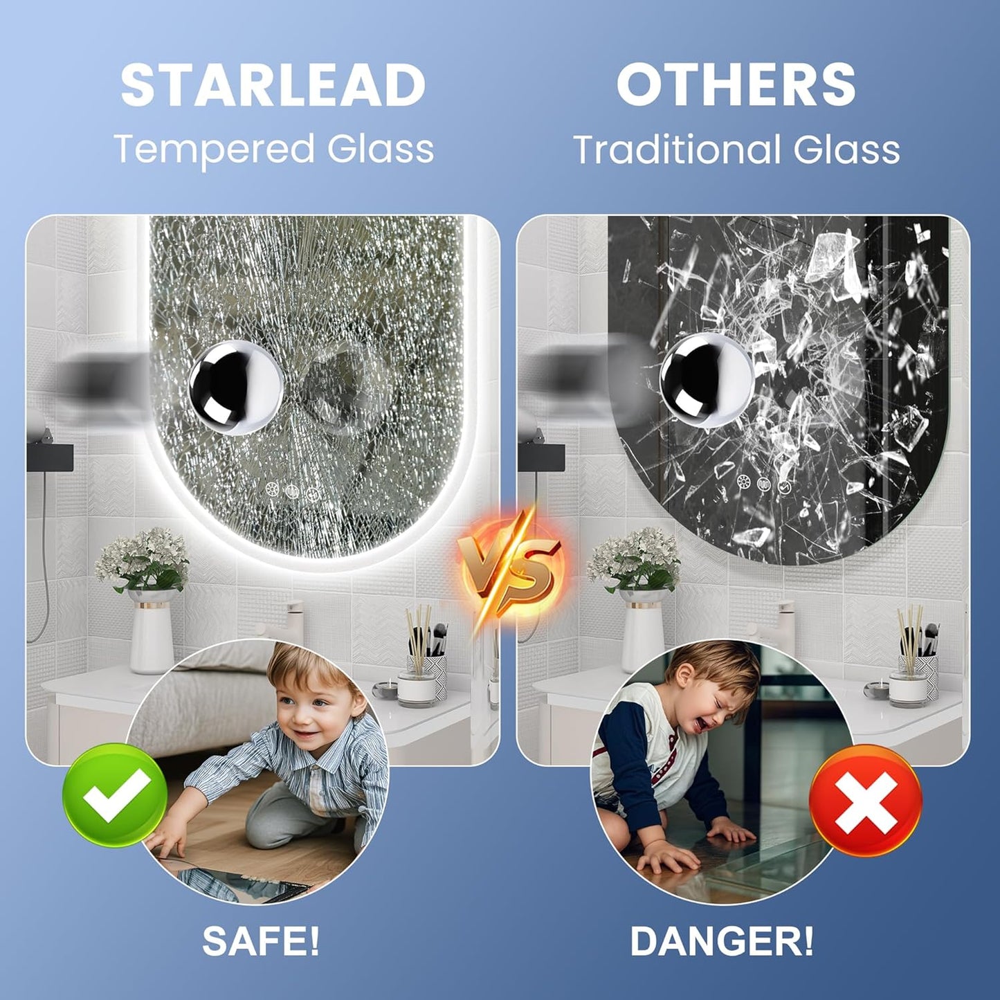 STARLEAD 24"x36" LED-Bathroom-Mirror-with-Lights, Wall-Mounted with Bluetooth Speaker, Anti-Fog, 3 Color Temperature, Dimmable Brightness, Waterproof, Tempered Glass, Frontlit & Backlit, Oval