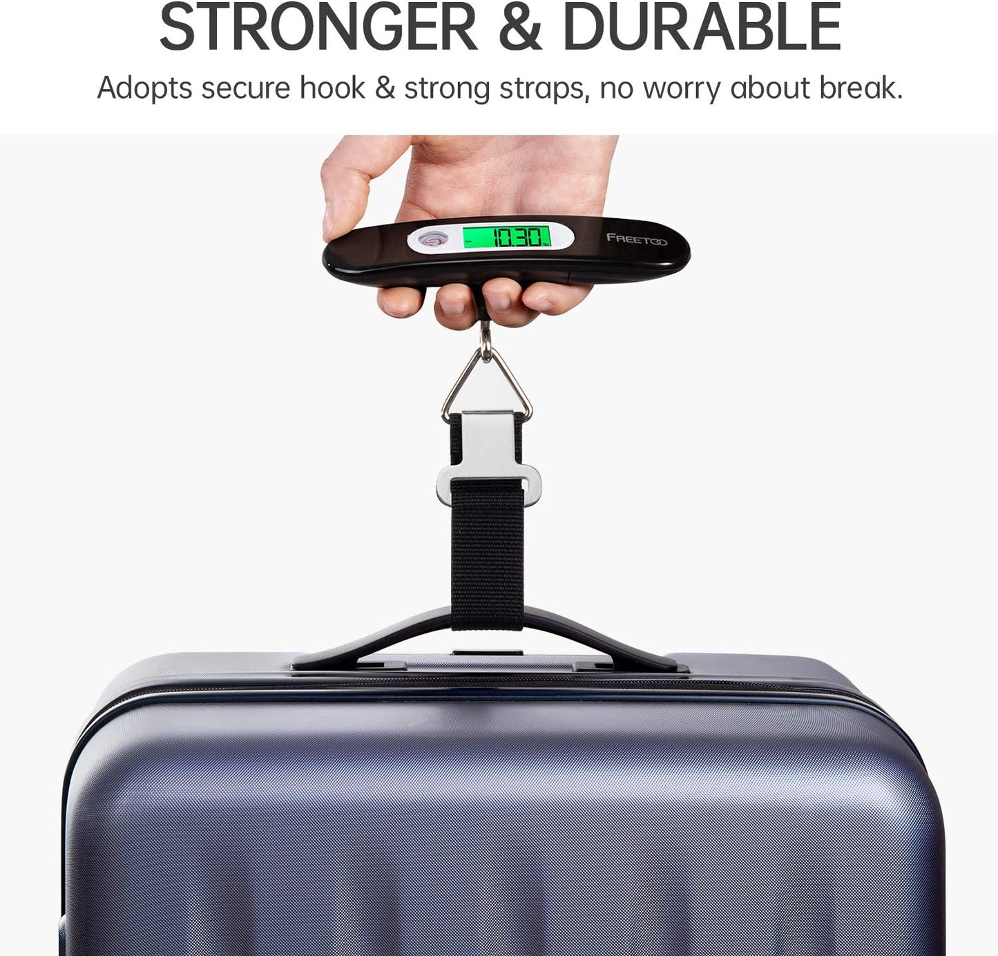 FREETOO Luggage Scale Portable Digital Hanging Scale for Travel, Suitcase Weight Scale with Superior Piano Lacquer 110 Lb/ 50Kg Capacity, Battery Included