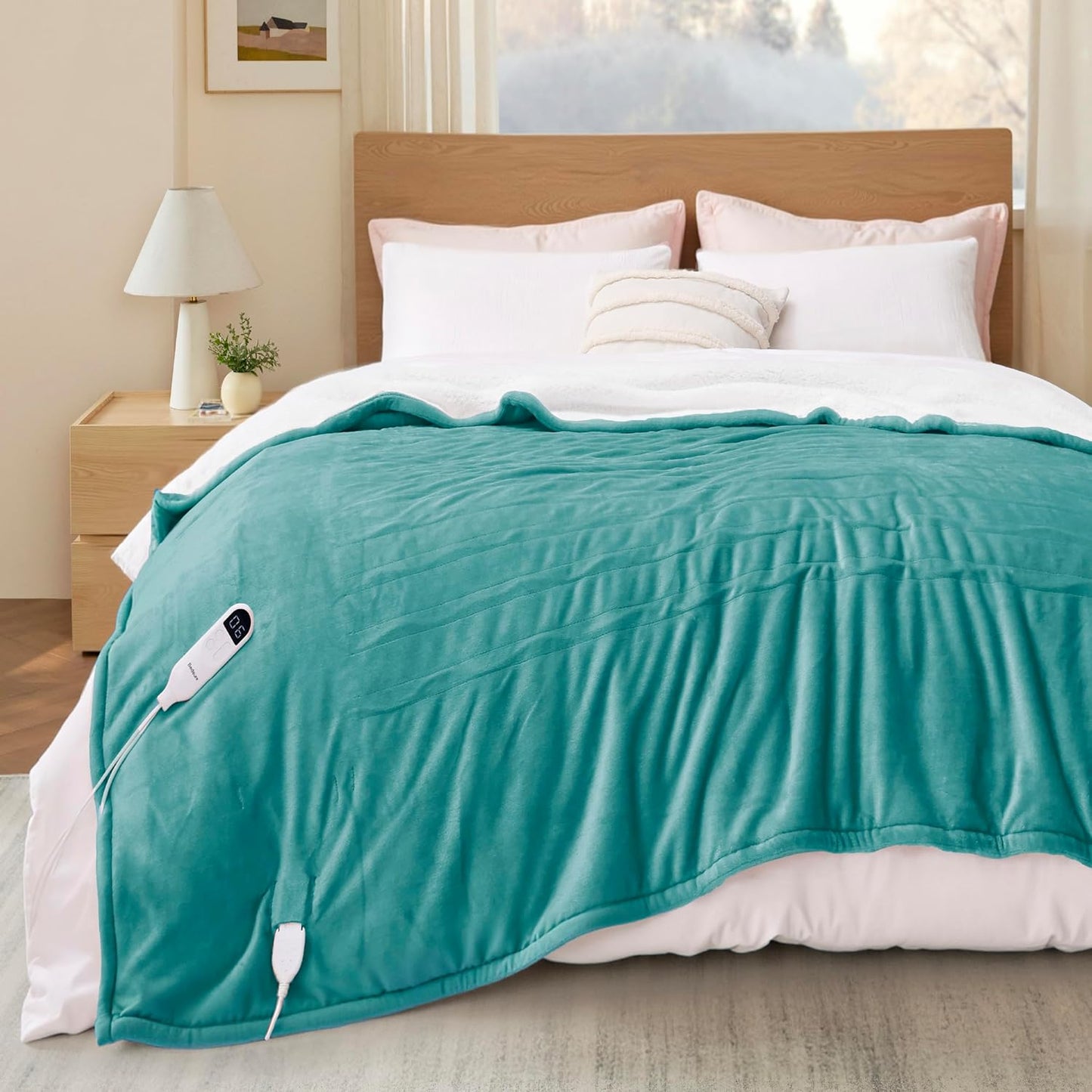 Bedsure Electric Blanket Full Size - Soft Flannel Heated Blanket Full, GentleSoft™ Fast Heating with 10 Time Settings & 6 Heat Settings, Warm Gifts for Women Grandma (72x84 inches, Teal)