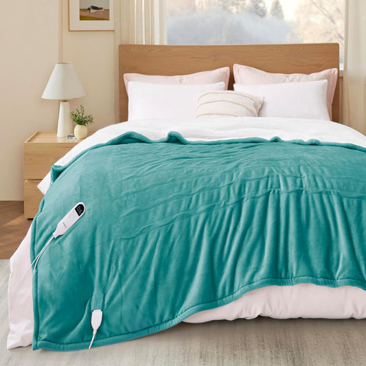 Bedsure Electric Blanket Twin - Soft Flannel Heated Blanket Twin Size, GentleSoft Fast Heating with 10 Time Settings & 6 Heat Settings, Warm Gifts for Women Grandma (62x84 inches, Teal)