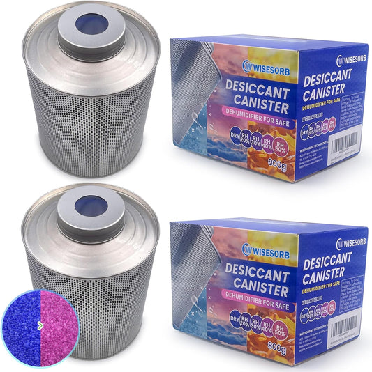 800 Gram Gun Safe Dehumidifier, 2 Pack of 1.77 LBS Rechargeable Dehumidifier Blue to Pink Silica Gel Desiccant Moisture Absorbers, Dehumidifiers for Room, Bedroom, Safe, Closet, Bathroom, Car