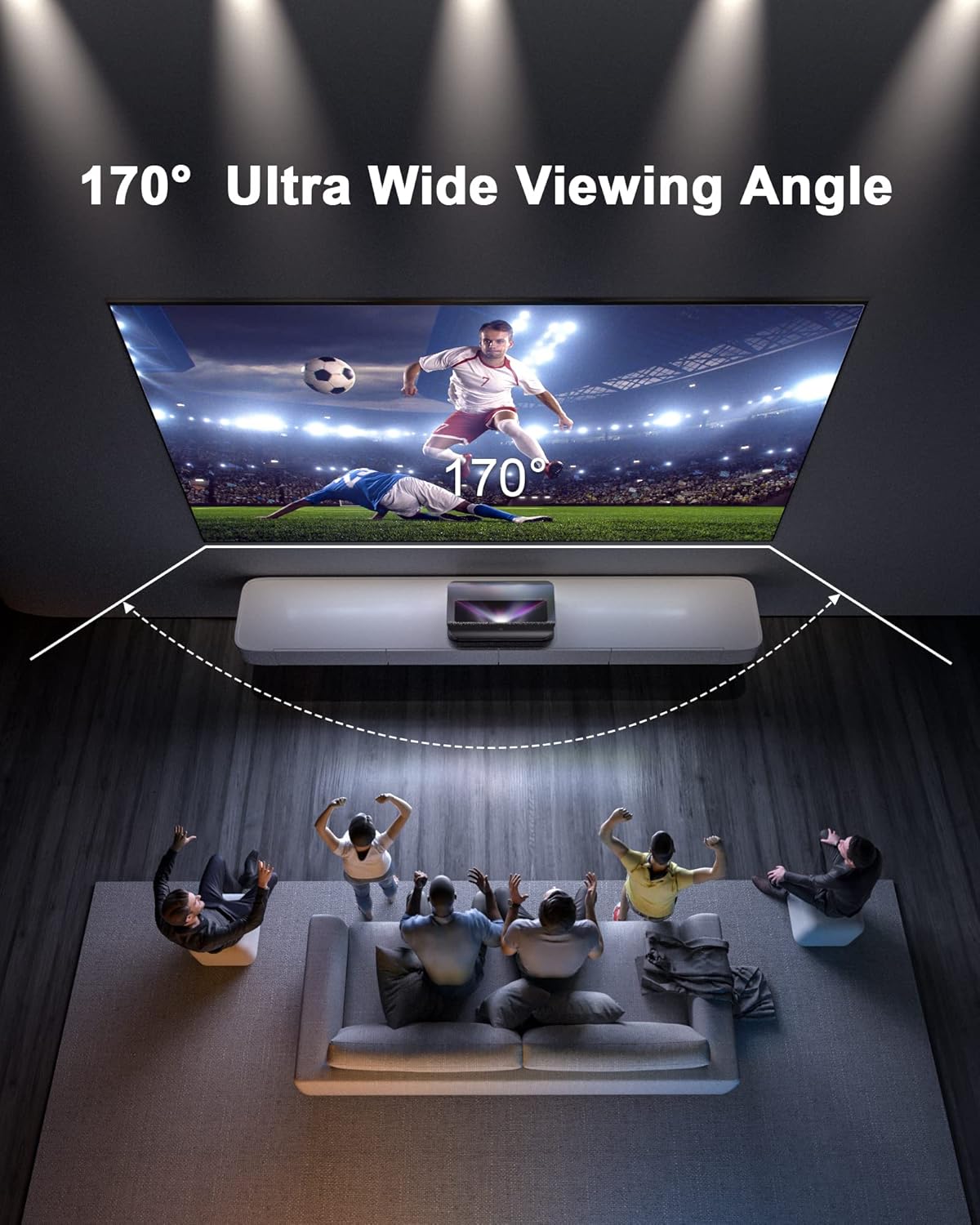 AWOL VISION, 120' Fixed Frame, Serriform ALR Projector Screen, 80% Picture Quality Improved, 95% Ceiling Light Rejecting, Cinematic Screen, Ultra Short Throw, 170° Viewing Angle