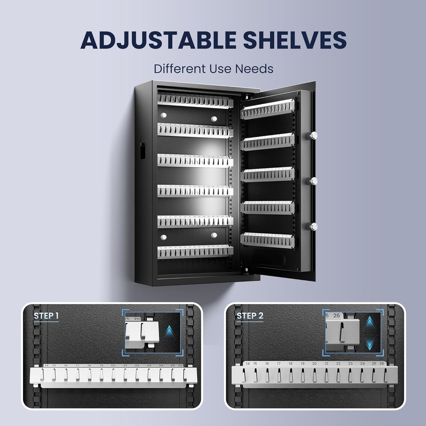 Heavy Duty 172 Keys Electronic Key Lock Box with Anti-Theft Deposit Key Slot & Key Out Tags, Key Cabinet Wall Mount with Code for Home Office