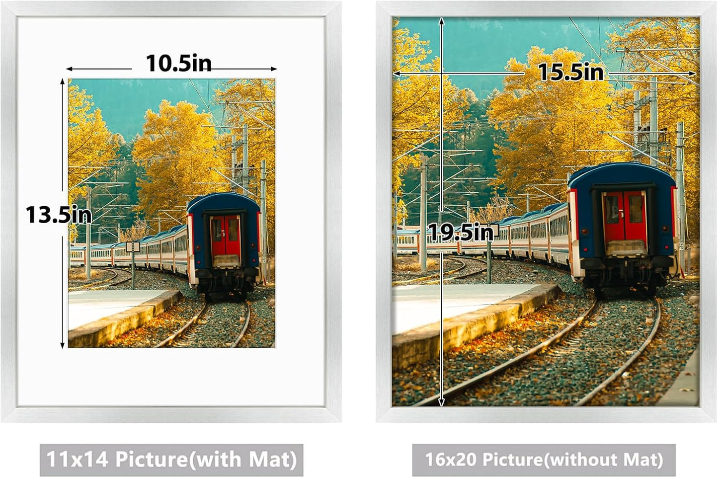 Golden State Art, 16x20 Picture Frame with Mat for 11x14 - High Definition Glass Wall Mounting Horizontal Vertical Display (Silver, 2 Pack)