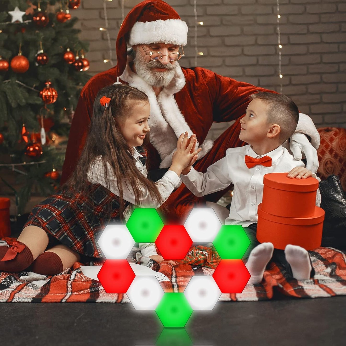 Hexagon Lights, Smart LED Wall Lights with Remote, 13 Colors Touch-Sensitive DIY Modular Assembled RGB Wall Panels, Hex Light with USB-Power for Autism, Game Room Decor, Party (6-Pack)