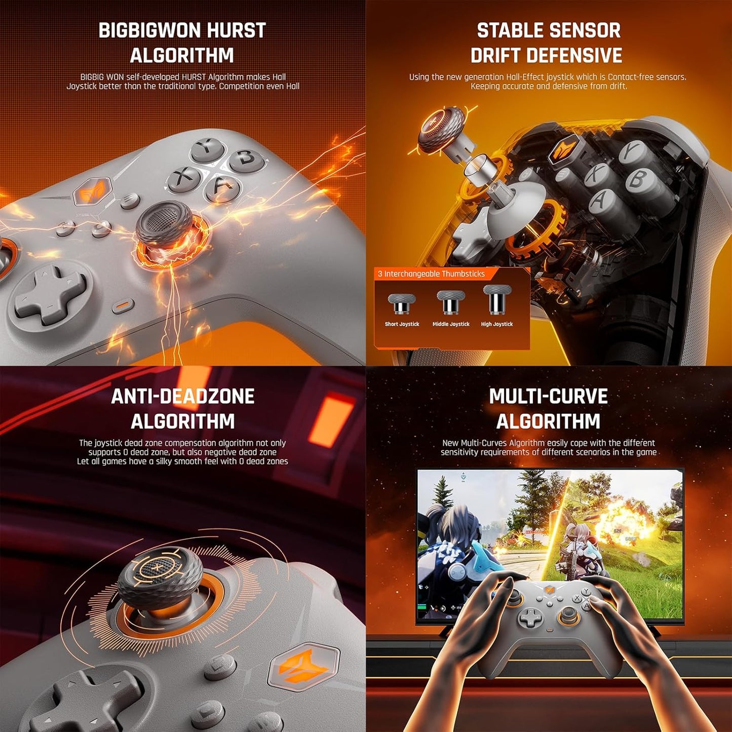 PC Controllers, BIGBIG WON Gale Hall Wireless Controllers, Motion Control, Hall Joysticks&Triggers, 3 Pairs of Thumbsticks, PC App Game Controllers for Switch/Switch2/iOS/Android Wireless Gaming Controller