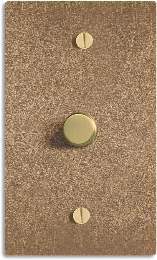 SELECT Vintage Brass Dimmer Light Switch, 1 Way Rotary Dimmer, 1 Gang TRIAC/Leading Edge Dimmable LED Light Switch, 15A 120V AC with Brass Knob, Faceplate & Dimming Module, UL Listed