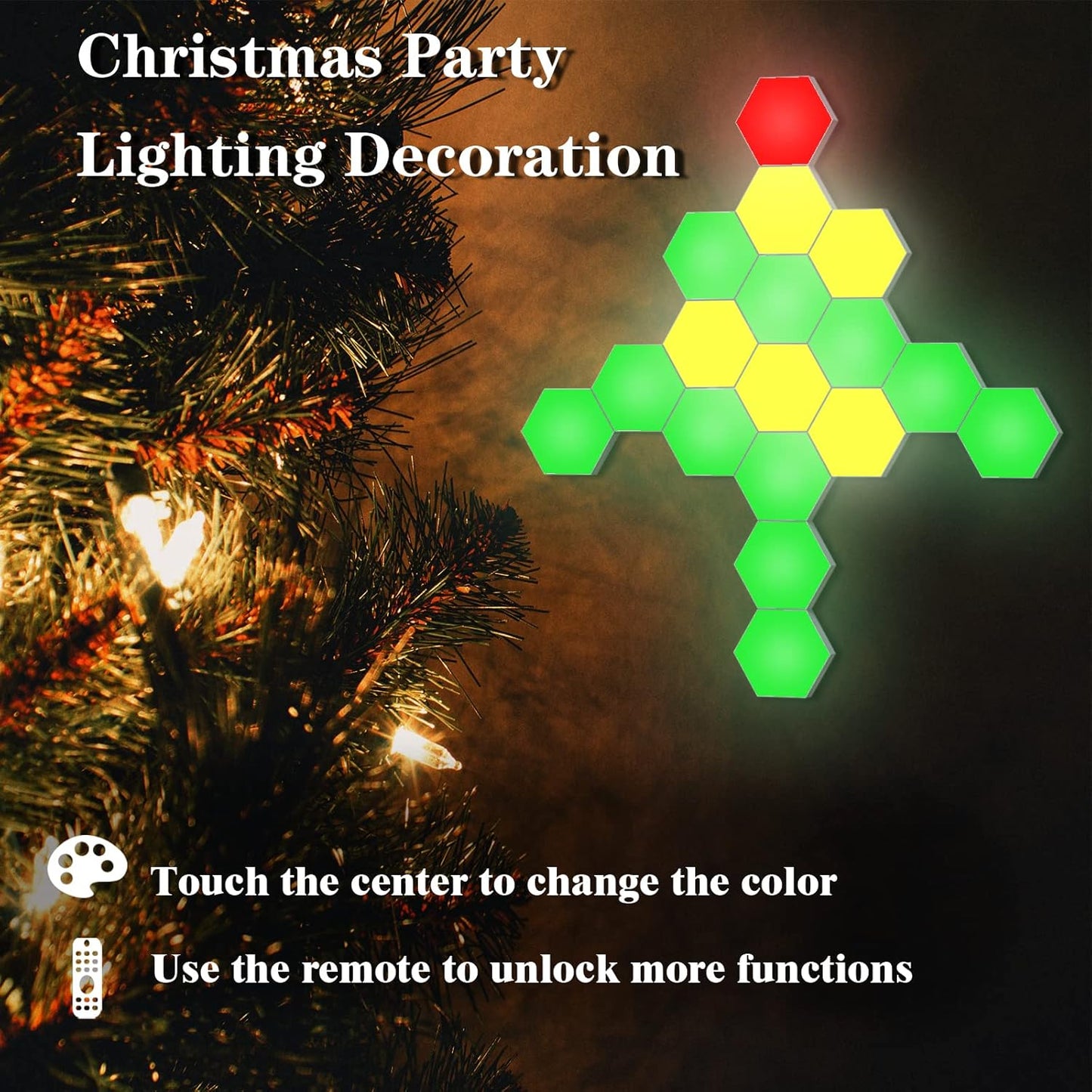 Hexagonal Wall Light Modular Touch Sensitive Lights Creative Geometry Assembly LED Hexagon Lights Suitable for Iving Room,Bedrooms,DIY Lovers, Gifts (6 Pack)