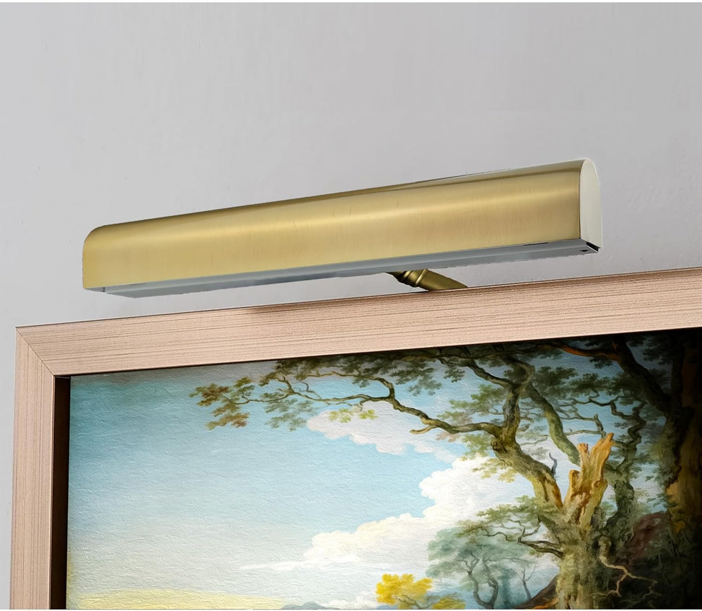 Royal Designs, Inc. Cordless Remote Control LED Picture Light, Dimmable with Timer Function, Brushed Satin Brass, 14.75 Inches