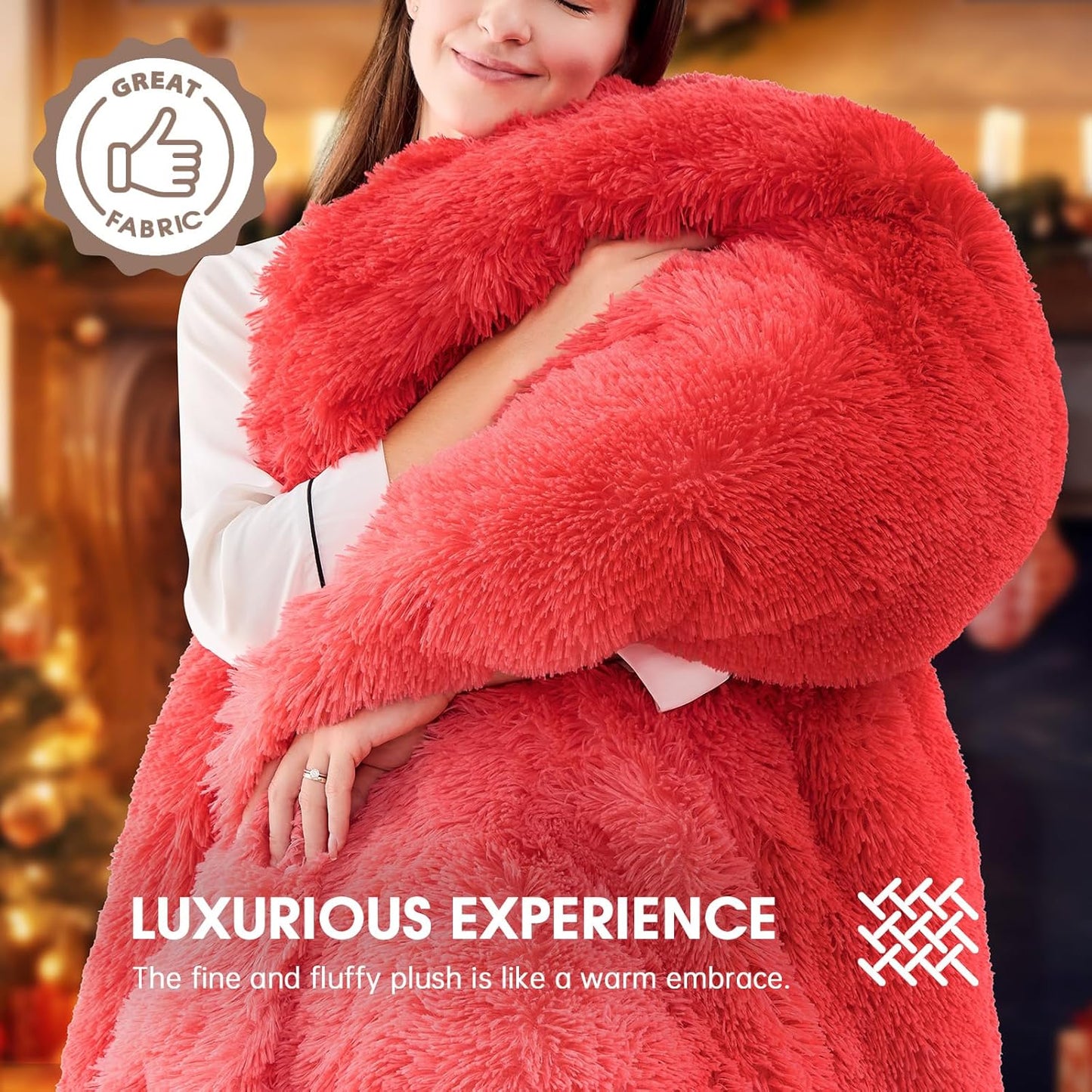 Heated Electric Blanket Queen,Warm Winter Birthday Gifts for Women Her Grandma–Faux Fur with Soft Sherpa,10 Heat Settings,5 Time Settings with Fast Heating, 84x90, Ruby Wine