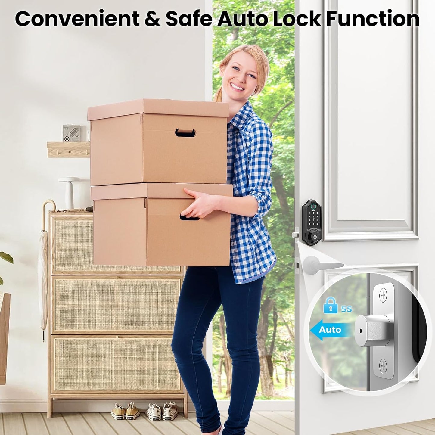 DEVO G8 Smart Lock with Doorbell - 6-in-1 Fingerprint Keyless Entry Deadbolt, Built-in Wi-Fi & APP Control, IP54 Waterproof Auto-Lock for Front Door Security, Easy Install (BHMA Certified)