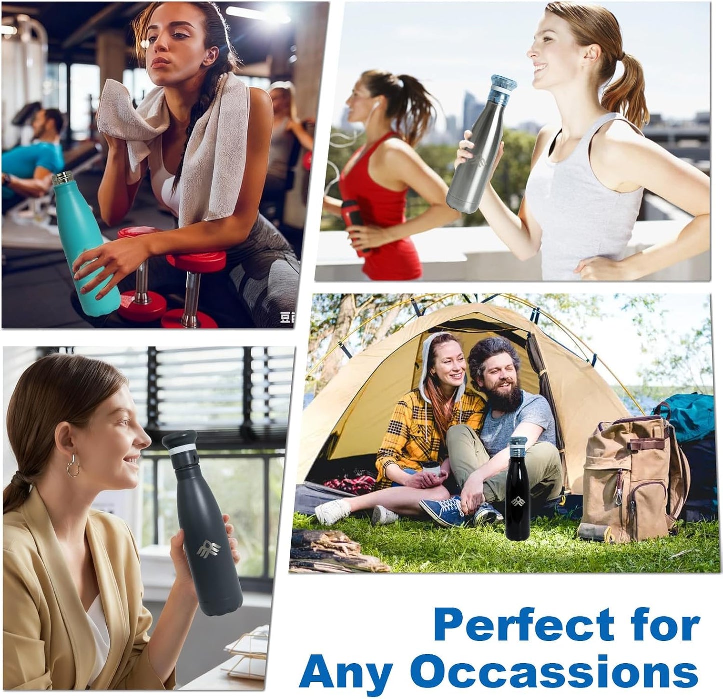 Smart Self-Cleaning Water Bottle 17oz Cobalt Stainless Steel Insulated Purifying Bottle LED + Activated-Carbon Dual Filtration USB-C Rechargeable BPA-Free for Outdoor, Gym & Office