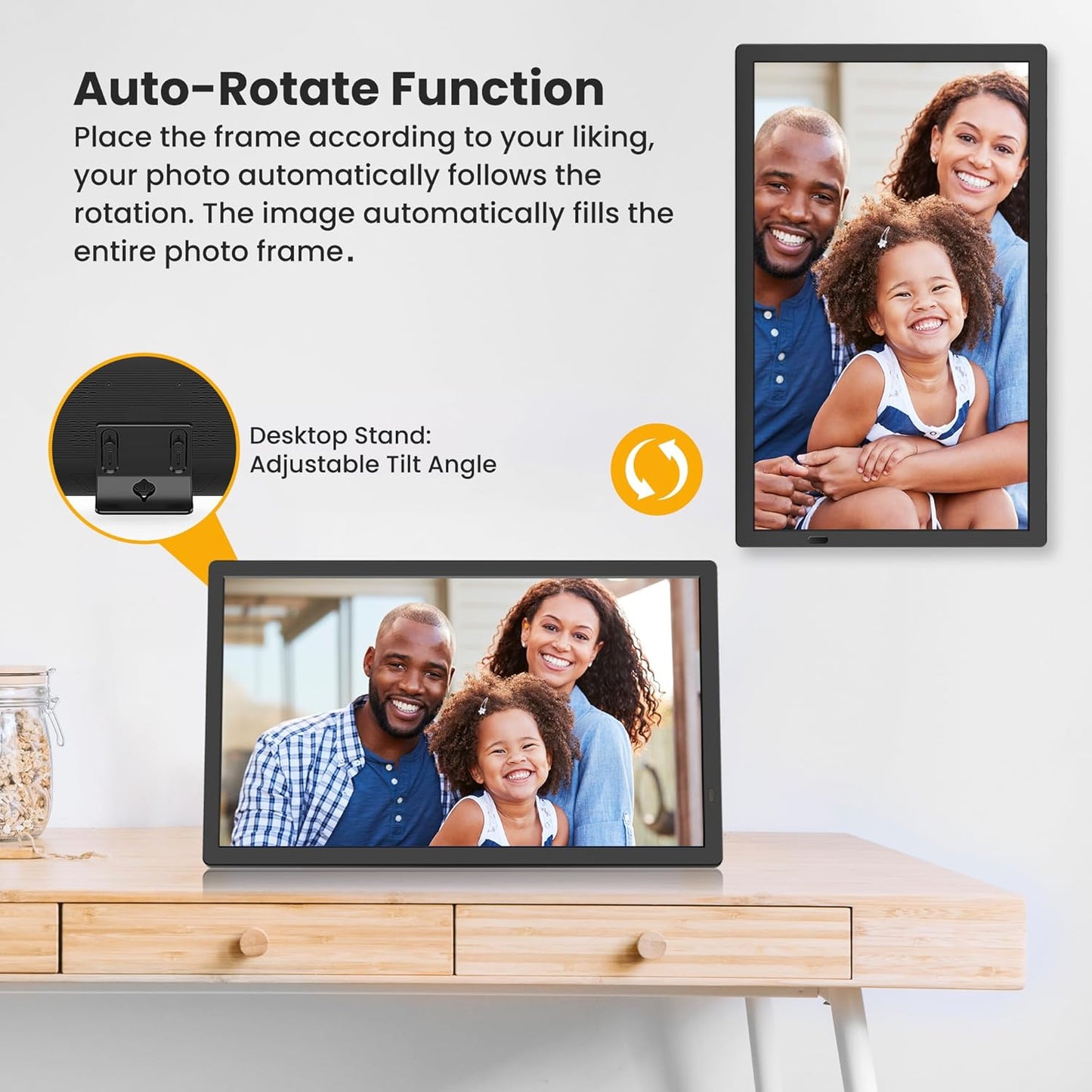 FANGOR 21.5" Large Digital Picture Frame 64GB, WiFi Photo Frame 1920x1080 FHD IPS Display with Remote Control, Auto-Rotate, Wall Mounted, Share Photos/Videos Via Uhale App/USB/SD (No Touch Screen)
