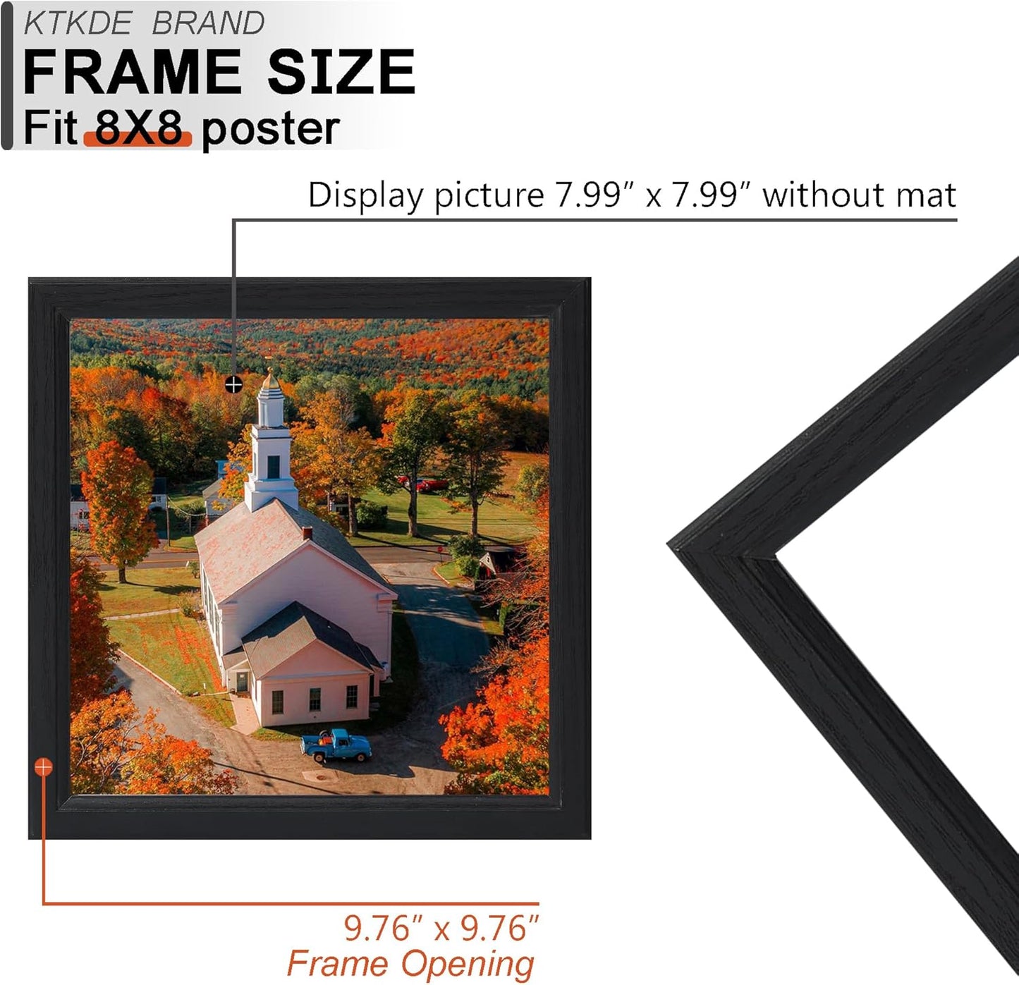 KTKDE 8x8 Picture Frame Set of 5, Wooden frames Walnut, Wall Hanging for Tapletop Display, Best Square Photo Frame Studio Gallery for Photos, Posters & Art Prints