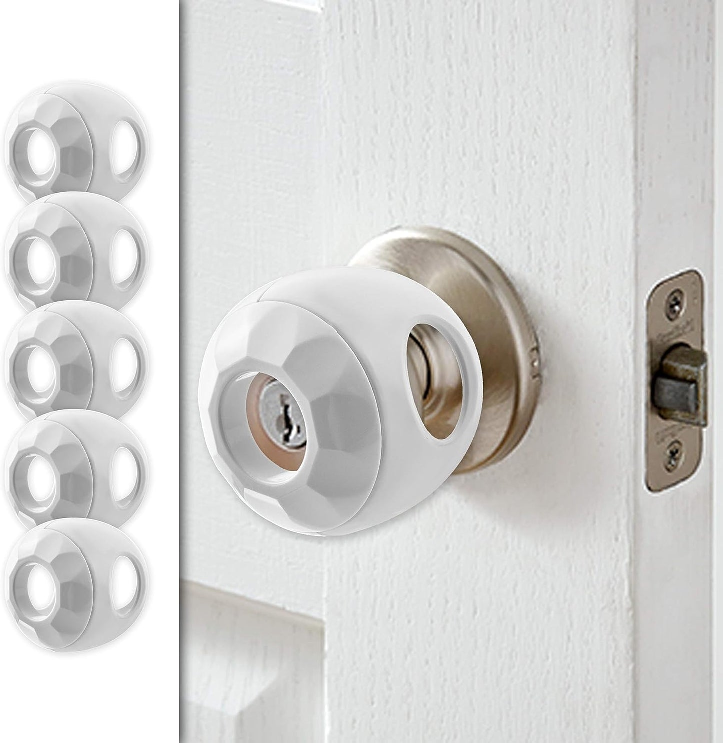 Door Knob Safety Cover for Kids - 5 Pack - Baby Proof Door Knob Covers - Door Locks for Kids Safety Child Proof - White