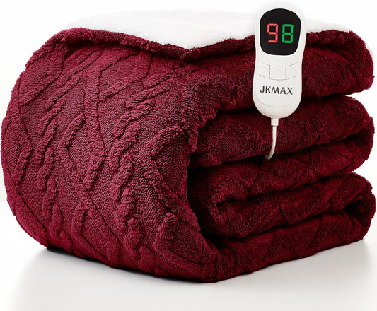Heated Electric Blanket Twin Size-62"x84" Heating Blanket with 10 Heating Levels & 5 Time Settings Over-Heat Protection，Winter Warmer for Adults with ETL Certification（Red）