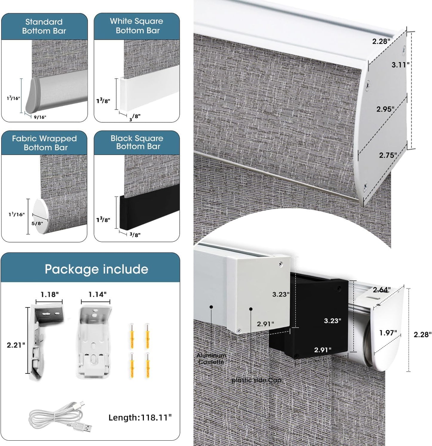 SmartWings Motorized 100% Blackout Shades Blinds, Custom Size, Cordless Window Shades with Rechargeable Battery, Work with Matter/Apple HomeKit, Alexa, Thread/Zigbee, Remote Optional, afar Midnight