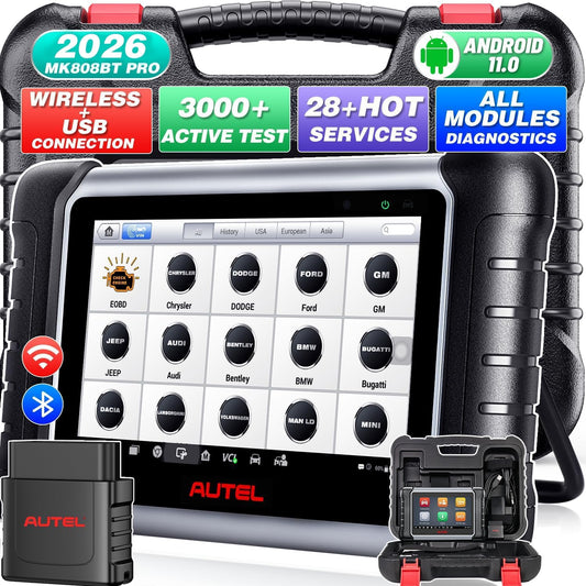 Autel Scanner MaxiCOM MK808BT PRO, 2026 Bidirectional Diagnostic Scan Tool as MK900BT, 2.0 BT Ver. of MK808S MX808S MX900 MK900, 3000+ Active Tests, 28+ Reset, Injector Coding, All Systems, FCA, OS 11
