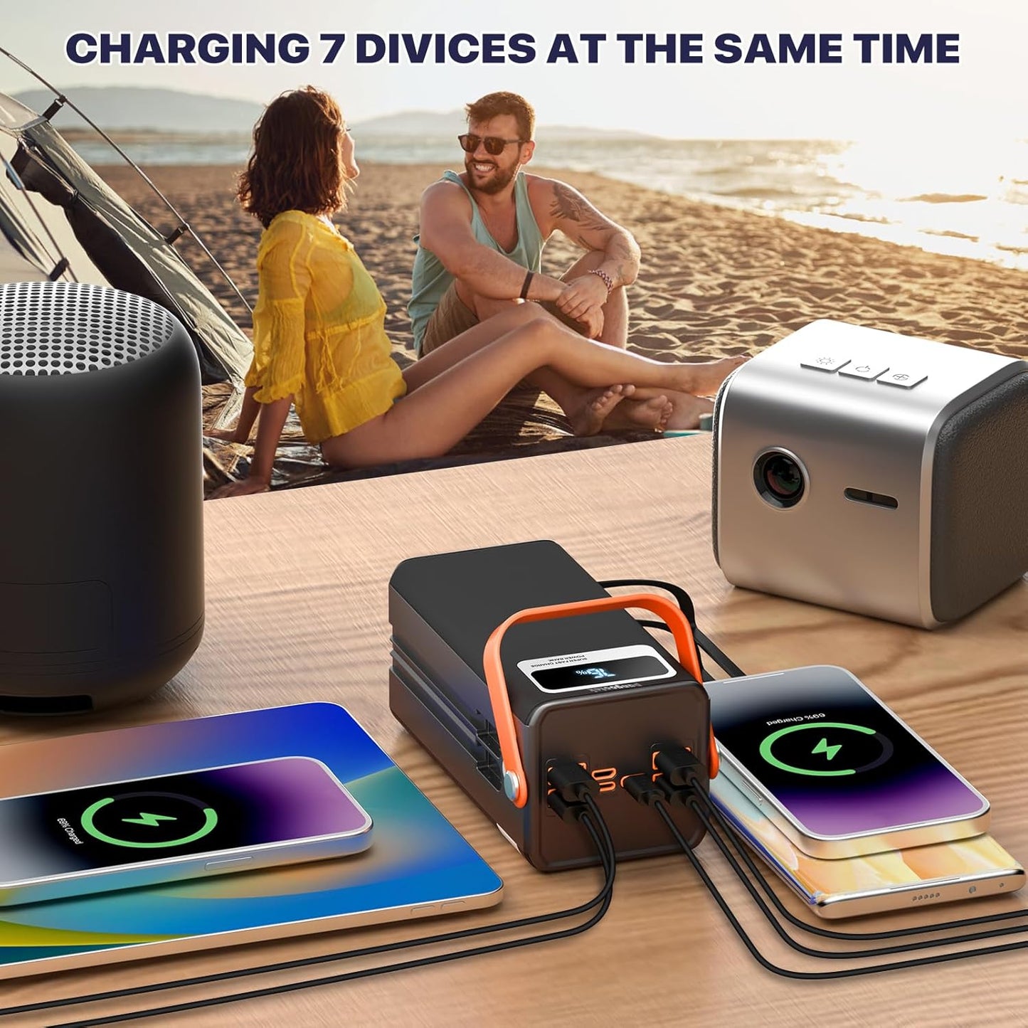 Portable Power Bank Station 99Wh Outdoor Generator with Flashlight LCD Display Backup Phone Battery Pack Portable PD Fast Charger for Laptop Cellphone Travel Camping Home Use