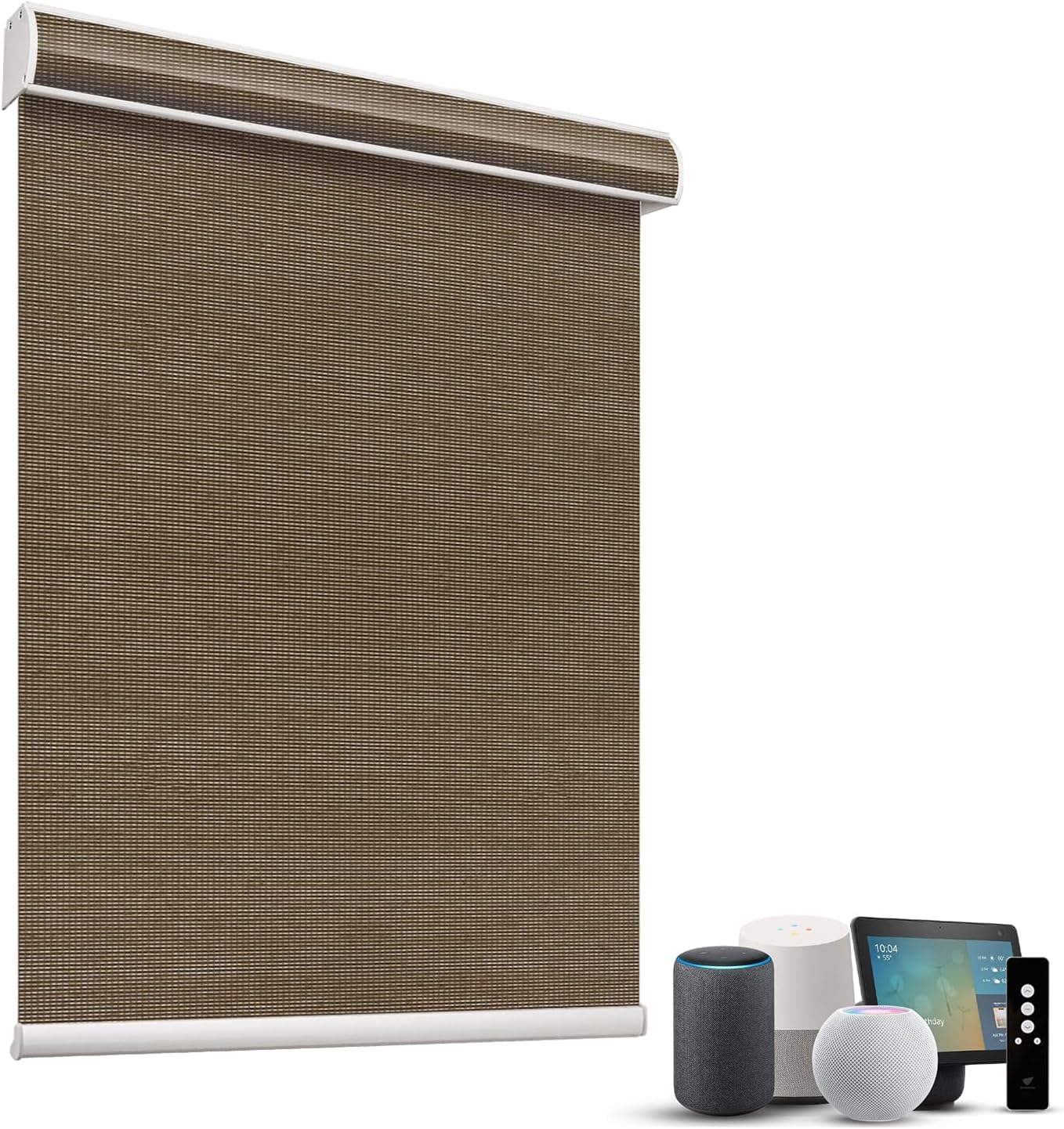 SmartWings Motorized Light Filtering Shades, 50% Blackout PVC Free Smart Blinds, Custom Size, Rechargeable Battery, Works with Matter/Apple HomeKit, Alexa, Thread/Zigbee, Remote Optional, 50% Cocoa