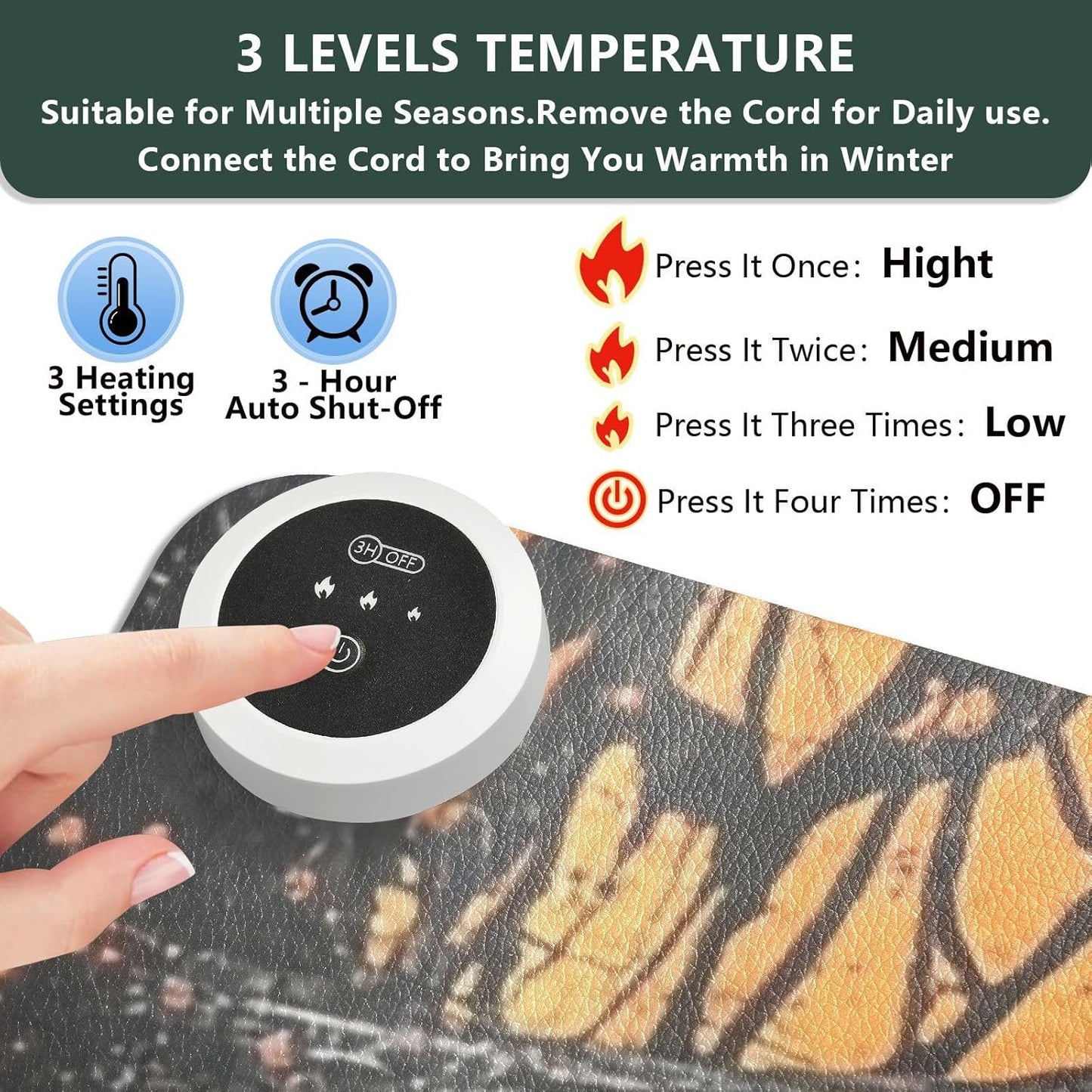 Heated Desk Pad Mouse Pad 31.5x13 Inch PU Leather Desk Mat with 3 Heat Levels Large Mouse Gaming Computer Laptop Mat Orange Witch Castle Halloween