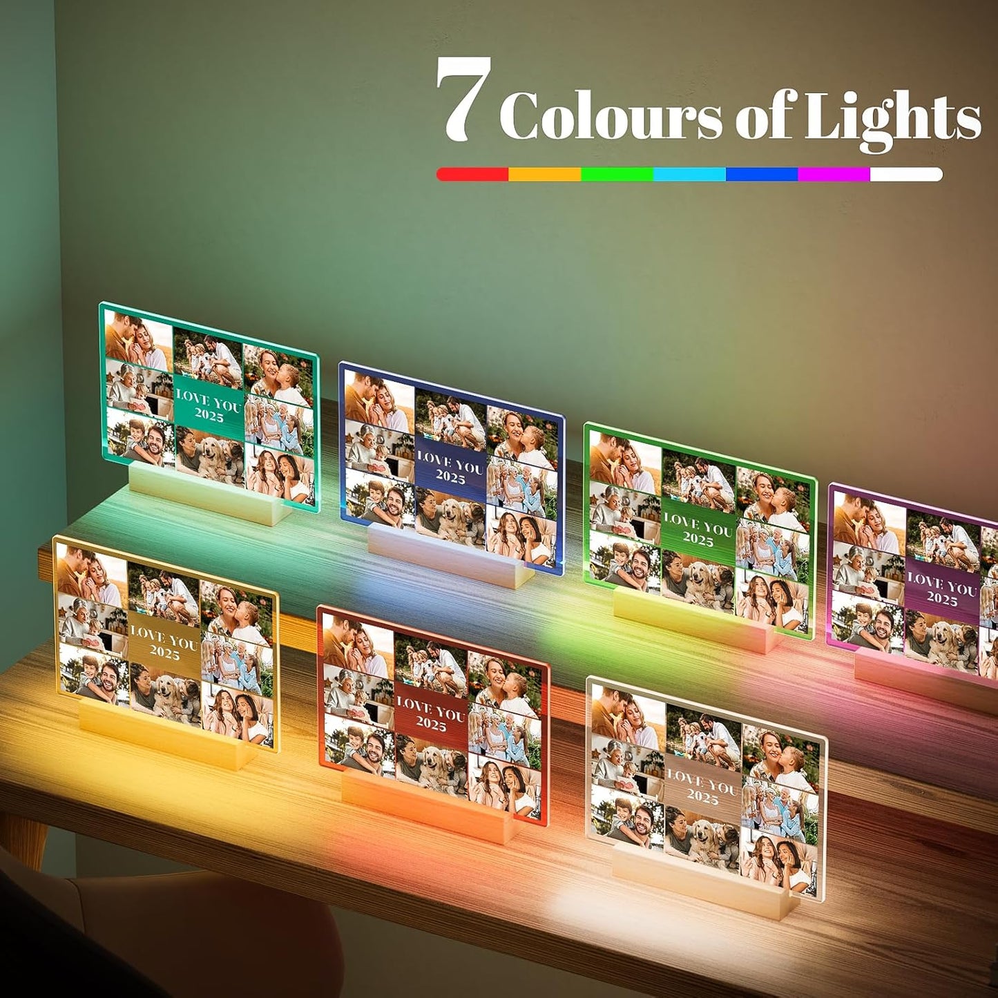 Custom Picture Frames with Photo, Customized Photo Frame with Night Light, Personalized Picture Frame, Personalized Christmas Birthday Gifts for Women Men Her Him Mom Dad Kids Baby Family Friends