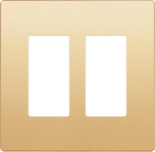LIDER Matte Finish Decorator Switch Cover, Screwless Wall Plate, Mid-Size 2-Gang 4.88" x 4.92", Unbreakable Polycarbonate Thermoplastic, UL Listed, LSWP-32M-GD, Gold