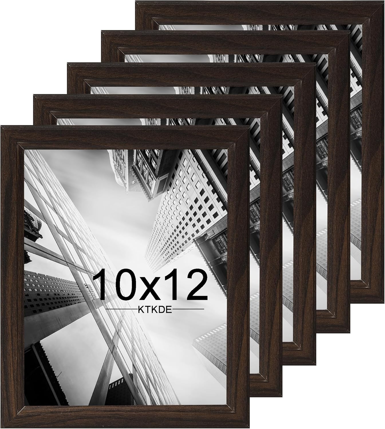 KTKDE 10x12 Picture Frame Set of 5,Wooden frames walnut, Vertical & Horizontal Wall Hanging for Wall or Tapletop Display,Studio Gallery Photo Frame for Photos, Posters & Art Prints