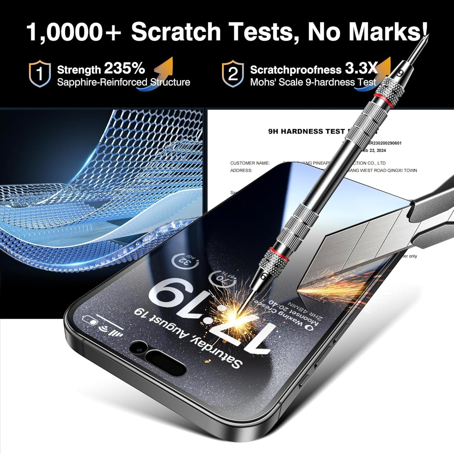 EZ-GLAZ-4 Pack for iPhone 15 Pro Max Privacy Screen Protector(6.7'') With [2 Pcs Camera Lens Protector], Anti-Spy, 9H Hardness, Drop-Resistant, Case Friendly, Anti-Scratch & EZ-To-Install Tempered Glass