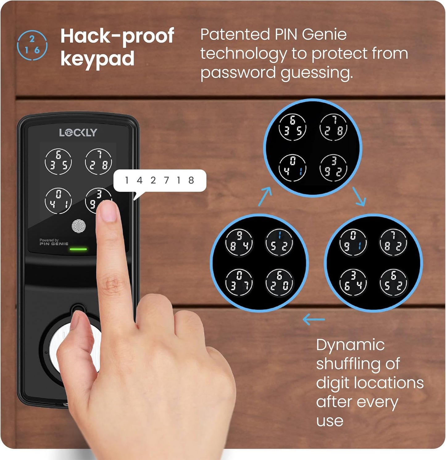 Lockly Smart Lock Model 7S, Bluetooth Smart Door Lock, Keyless Entry with PIN Genie® Digital Keypad, Front Door Lock Deadbolt, Voice Control & Auto Lock