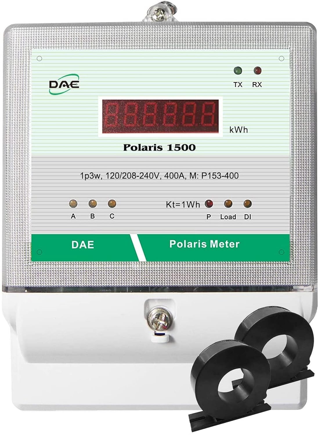 DAE P153-400-S KIT, UL CTEP kWh Smart Submeter 1P3W(2 hot Wire 1 Neutral) 400A 120/240V 2 CTs RS485