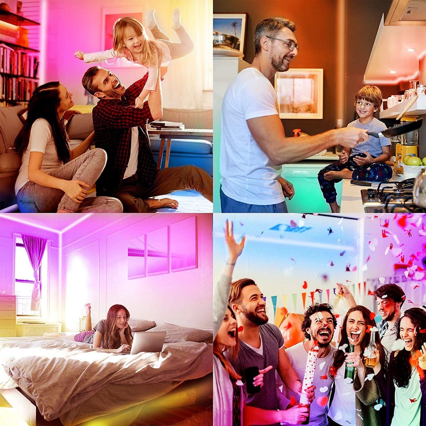 DAYBETTER Smart WiFi Led Lights, Tuya App Controlled, Compatible with Alexa and Google Assistant, Timer Schedule, RGB Strip Color Changing Décor for Bedroom Party Kitchen, 200ft