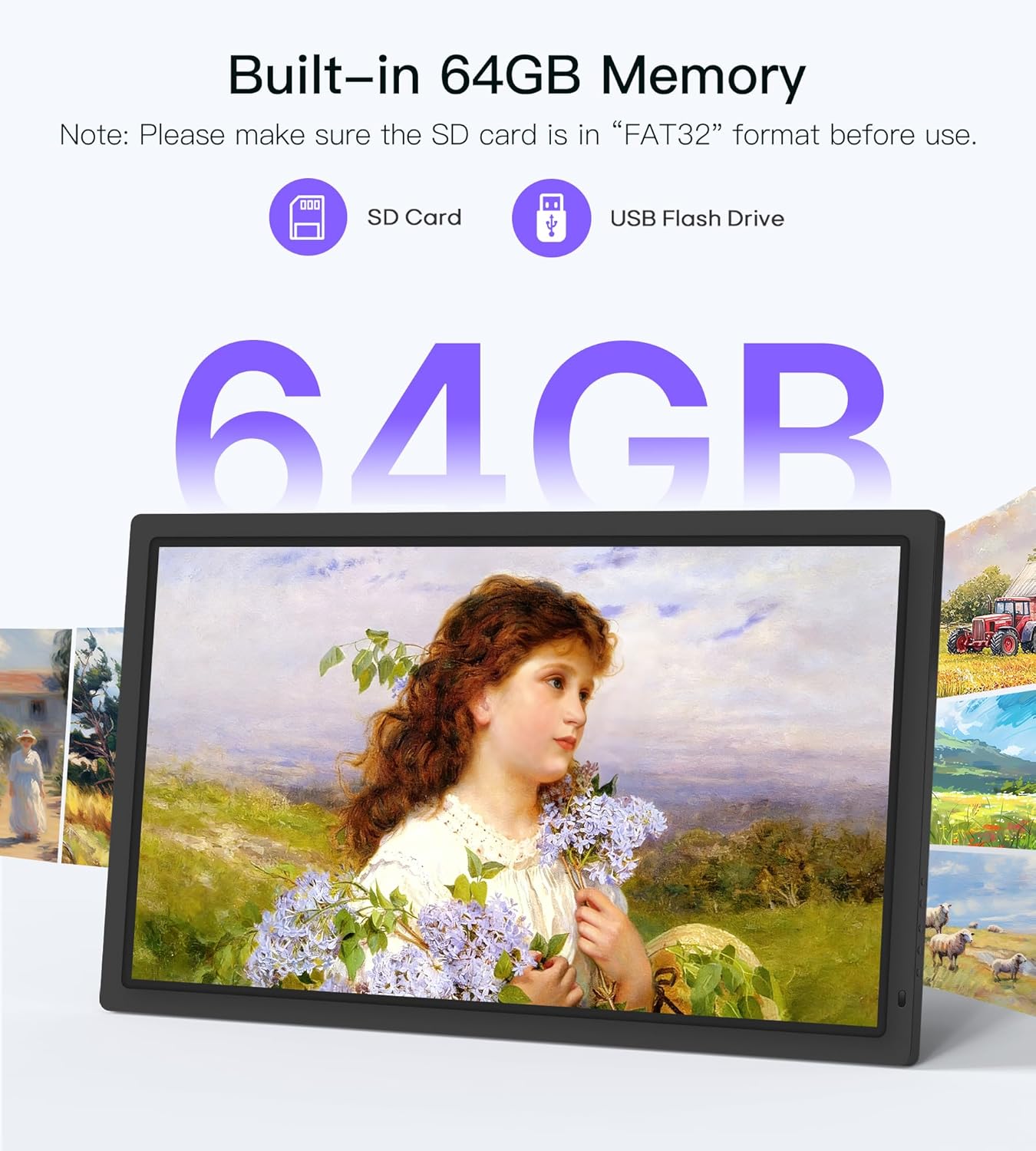 Uhale 32 Inch Extra Large Digital Picture Frame with 64GB, Remote Control, 1920 x 1080 FHD IPS WiFi Electronic Photo Frames, Support SD and USB, Share Moments Securely and Instantly, No Touch Screen
