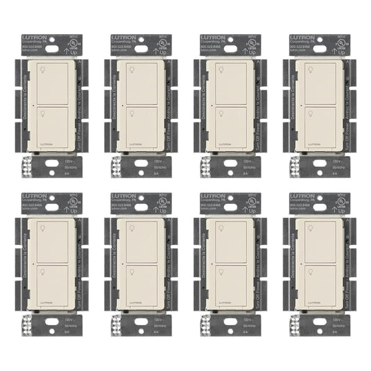 Lutron Caseta Original Smart Switch (Lutron Smart Hub Required), for LED Lights and Fans, 6 Amp, Single-Pole/3-Way, Neutral Required, PD-6ANS-LA-8-Pack, Light Almond, 8 Pack
