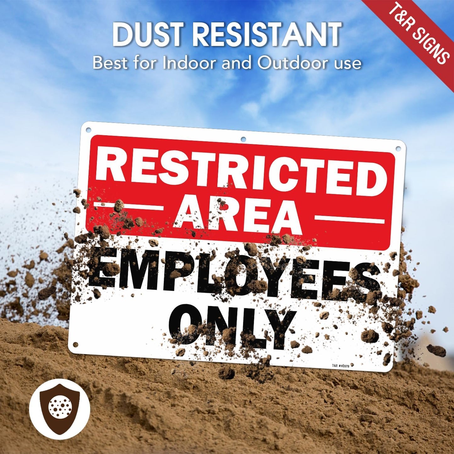 T&R Restricted Area Sign Employees Only Sign - 2 Pack - 14 x 10 Inches Rust Free .040 Aluminum - UV Protected, Waterproof, Weatherproof and Fade Resistant - 6 Pre-drilled Holes
