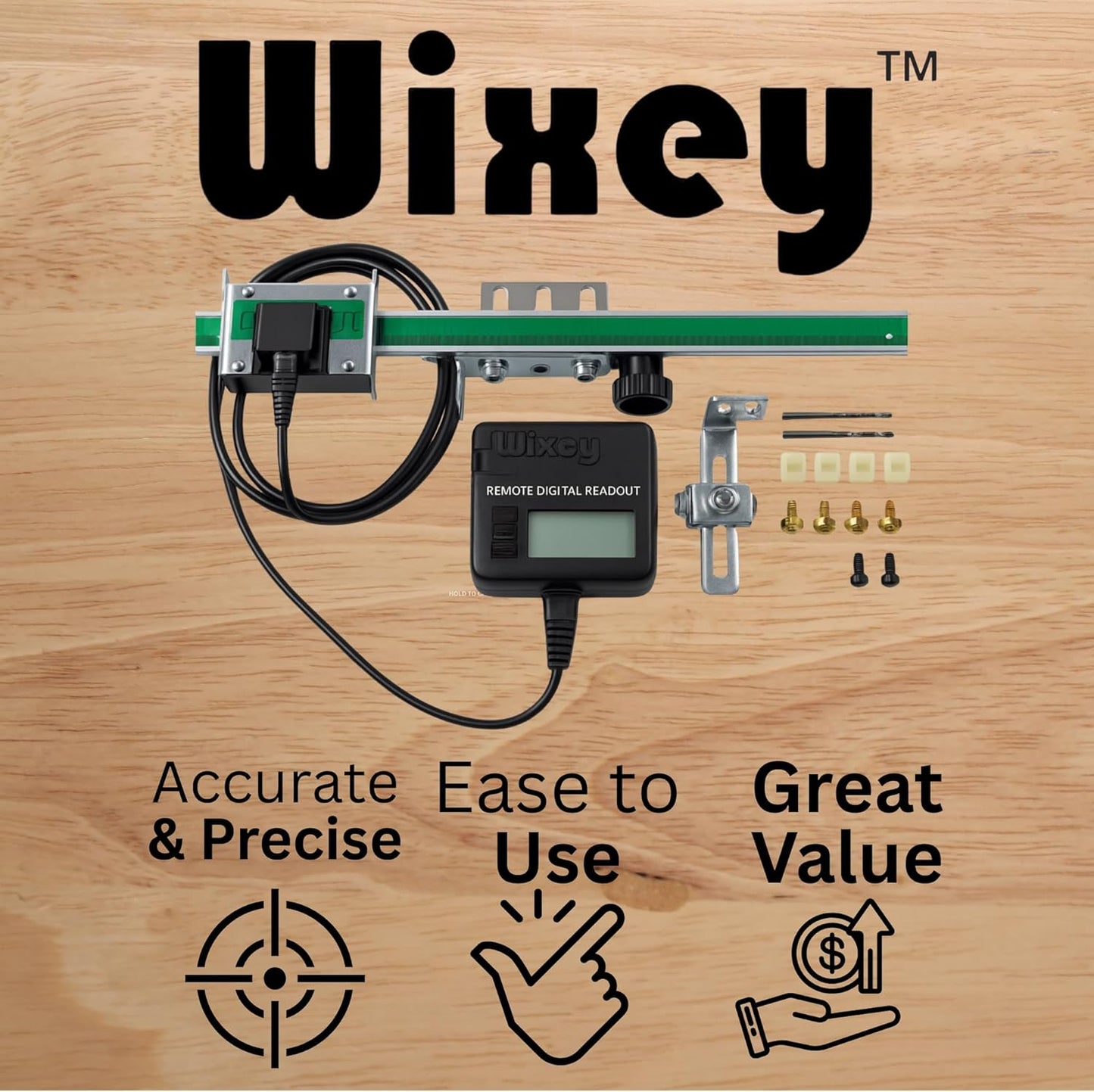 WR550 Wixey Digital Readout with Remote LCD Display - Precision Thickness 12'' Height Measuring Calipers for Planer, Drum Sander, & Wide Belt Sander - 0.002" Accurate Digital Callipers for Measuring