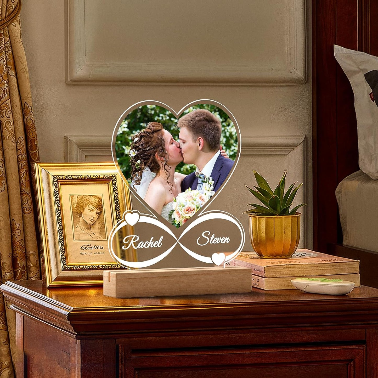 Personalized Engagement Wedding Gifts for Couples 2025, Custom Picture Frames, Customized Photo Frame, Personalized Anniversary Wedding Valentines Day Gifts for Women Men Her Him Wife Husband