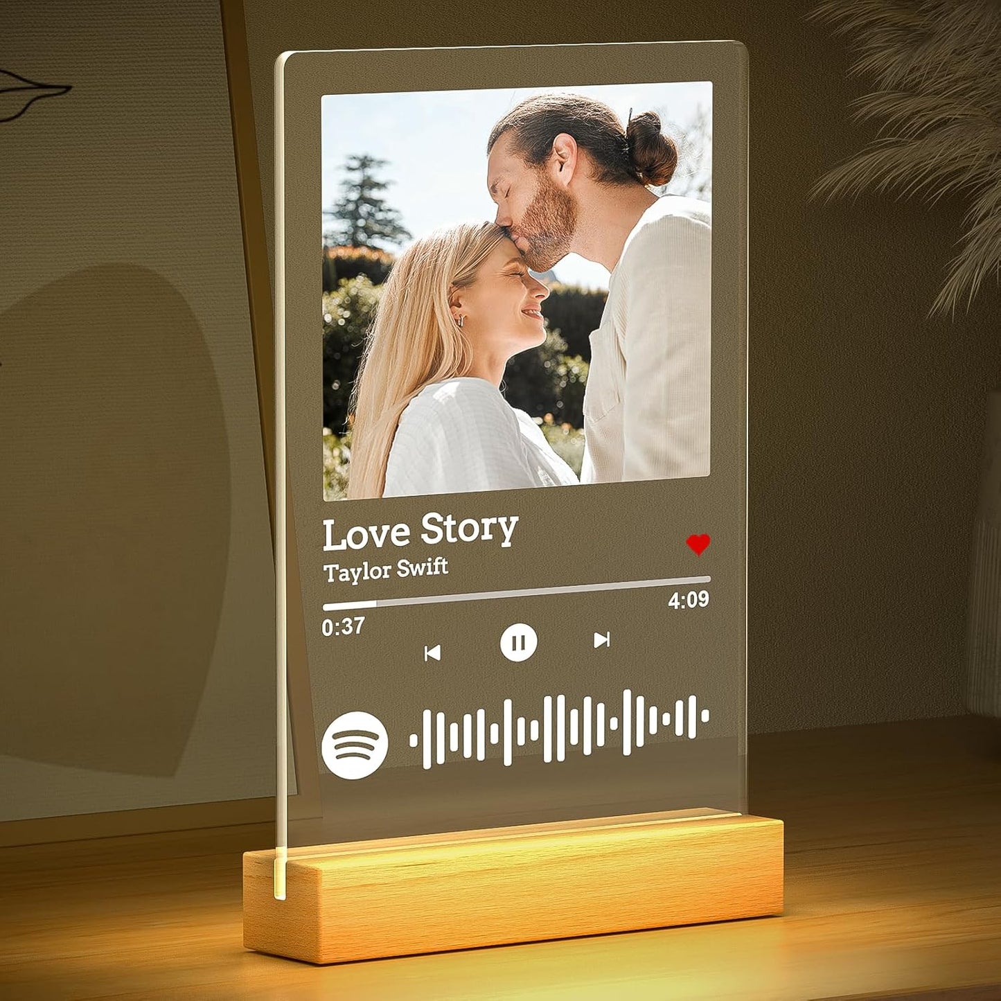 Custom Spotify Plaque, Personalized Acrylic Song Plaque Photo Frame, Custom Picture Frames, Personalized Anniversary Valentines Day Gifts for Women Men Him Her Girlfriend Boyfriend Couple Wife